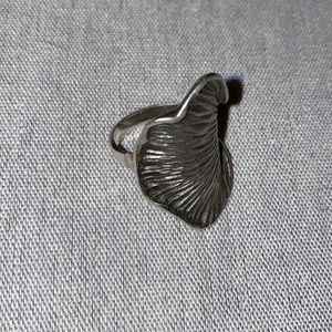 Sterling silver ginkgo leaf ring